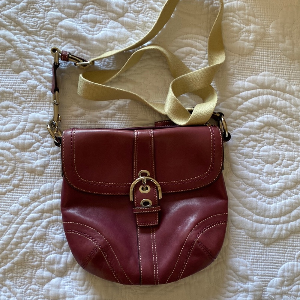 Purple leather Coach crossbody bag. Great condition.
